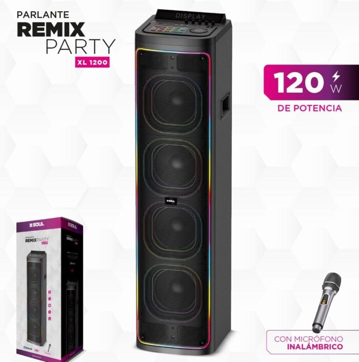 PARLANTE BT SOUL XL1200 REMIX PARTY 120W C/MICROFONO INALAMBRICO - Imagen 1