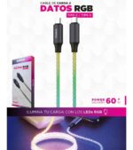 CABLE DE DATOS SOUL TIPO C A TIPO C RGB CLASSIC PD60W 1MT - Imagen 2